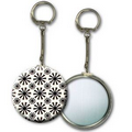 2" Round Metallic Key Chain w/ 3D Lenticular Animated Spinning Wheels - White (Blank)